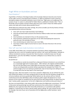 Hugh White on Australians and war