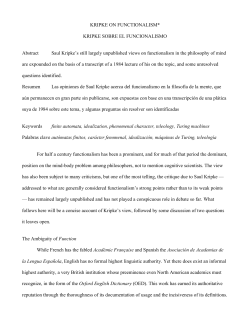 KRIPKE ON FUNCTIONALISM* KRIPKE SOBRE EL