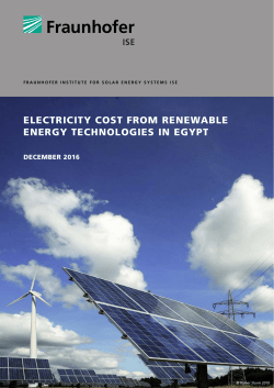 Electricity Cost from Renewable Energy Technologies in Egypt