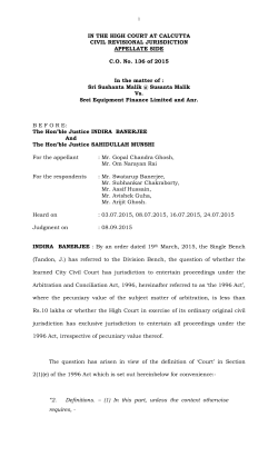 IN THE HIGH COURT AT CALCUTTA CIVIL REVISIONAL