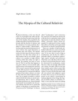 The Myopia of the Cultural Relativist