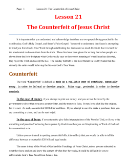 Lesson 21 The Counterfeit of Jesus Christ