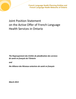 Joint Position Statement on the Active Offer of French Language