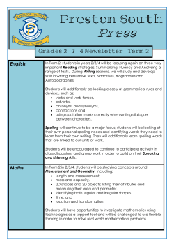 Grade 3-4 Newsletter Term 2 - Preston South Primary School