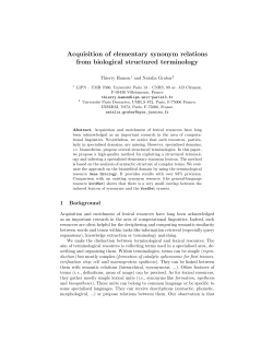 Acquisition of elementary synonym relations