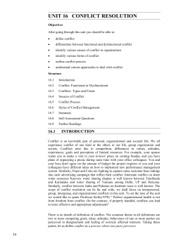UNIT 16 CONFLICT RESOLUTION