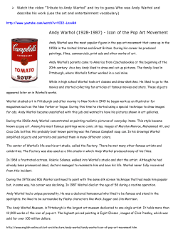 Andy Warhol (1928-1987) - Icon of the Pop Art Movement