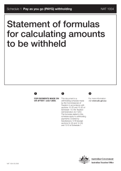 Statement of formulas for calculating amounts to be withheld