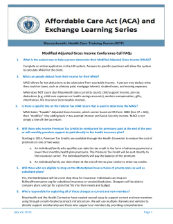 Modified Adjusted Gross Income Conference Call FAQs
