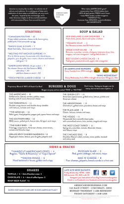 menu / drink list - Americano Burger Bar
