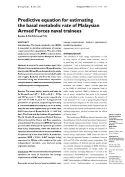Predictive equation for estimating the basal metabolic rate of