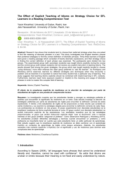 The Effect of Explicit Teaching of Idioms on Strategy