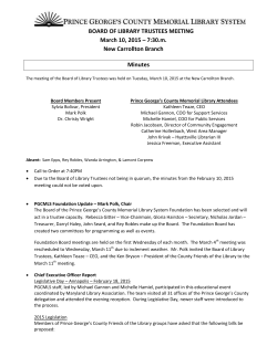 BOARD OF LIBRARY TRUSTEES MEETING March 10, 2015 – 7:30