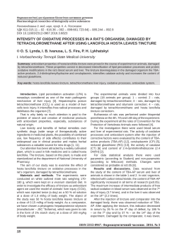 intensity of oxidative processes in a rat`s organism, damaged by