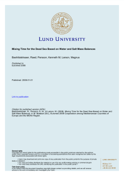 Mixing Time for the Dead Sea Based on Water