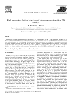 High temperature fretting behaviour of plasma vapour
