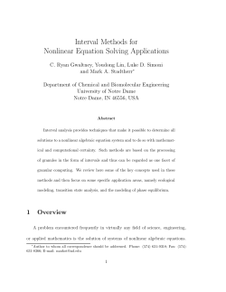 Interval Methods for Nonlinear Equation Solving Applications
