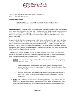 2012 West Nile Virus Season Off To An Early Start in Northern