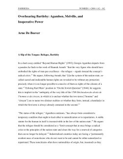 Overhearing Bartleby - Parrhesia: A Journal of Critical Philosophy