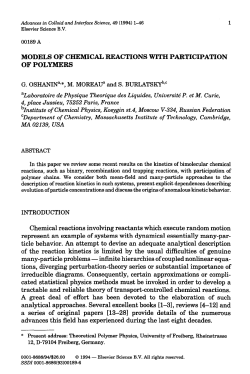 MODELS OF CHEMICAL REACTIONS WITH PARTICIPATION OF
