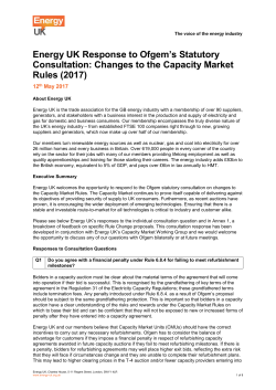 Energy UK Response to Ofgem`s Statutory Consultation: Changes to