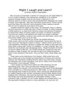 Might I Laugh and Learn?