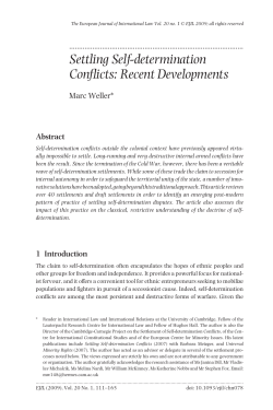 Settling Self-determination Conflicts: Recent Developments