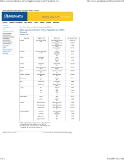Metric Conversion Factors for Fan Application per AMCA Standard