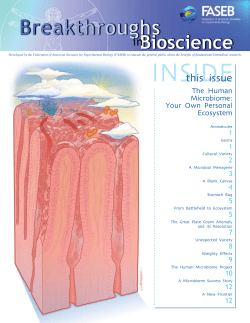 Breakthroughs in Bioscience &ndash; The Human Microbiome: Your Own
