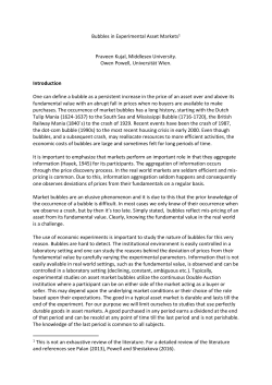 Bubbles in Experimental Asset Markets