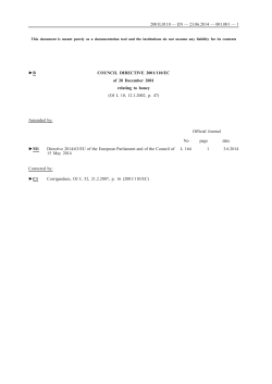 Directive 2001/110/EC - The Food Safety Authority of Ireland