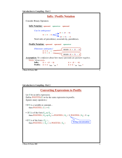 Infix / Postfix Notation Converting Expressions to Postfix