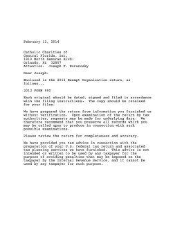 February 12, 2014 Catholic Charities of Central Florida, Inc. 1819