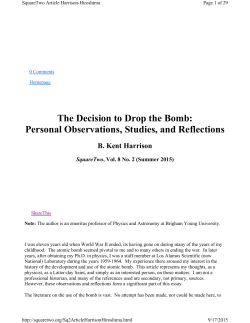 The Decision to Drop the Bomb: Personal