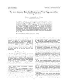 The Low-Frequency Encoding Disadvantage - Lynne Reder
