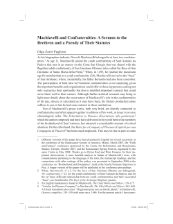 Machiavelli and Confraternities: A Sermon to the Brethren and a