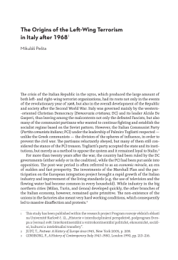 The Origins of the Left -Wing Terrorism in Italy after 19681