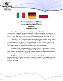 German, Italian and Polish American Heritage Month Booklist