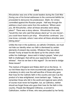 33 C Khrushchev was one of the soviet leaders during the Cold War