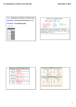 4-7 Quadratics in Vertex Form Day One