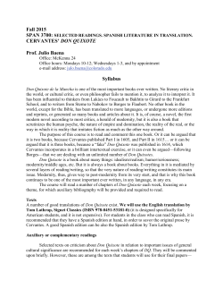 Fall 2015 CERVANTES` DON QUIXOTE Prof. Julio Baena Syllabus