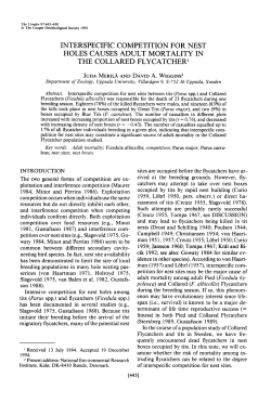 Interspecific Competition for Nest Holes Causes Adult Mortality in