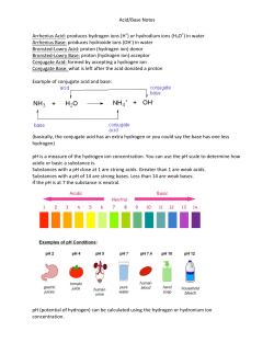 Acid/Base Notes Arrhenius Acid: produces hydrogen ions (H+) or