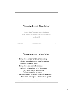 Discrete Event SimulaVon Discrete event simulaVon