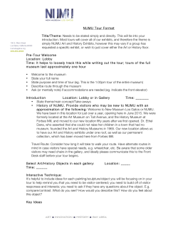 NUMU Tour Format Title/Theme: Needs to be stated simply and