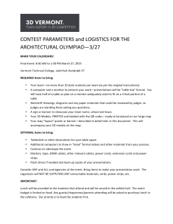 CONTEST PARAMETERS and LOGISTICS FOR THE