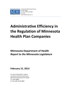 Administrative Efficiency in the Regulation of Minnesota Health Plan