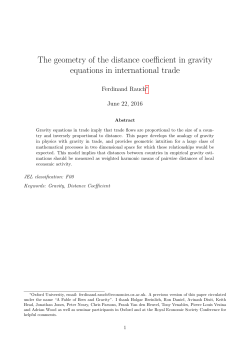 The geometry of the distance coefficient in gravity equations in