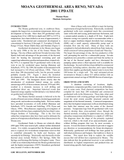 Moana Geothermal Area, Reno, NV - 2001 Update