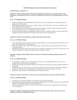 IBSL/HL Biology Standards and Benchmarks by Standard Scientific